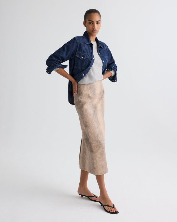 TWP Dark stone Cowboy Take Me Away Shirt in Denim Shirting view 8