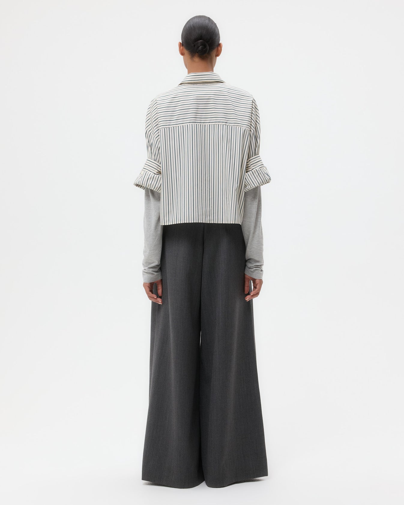 TWP Ivory/cilantro Next Ex Shirt in Dancing Striped Cotton Shirting view 6