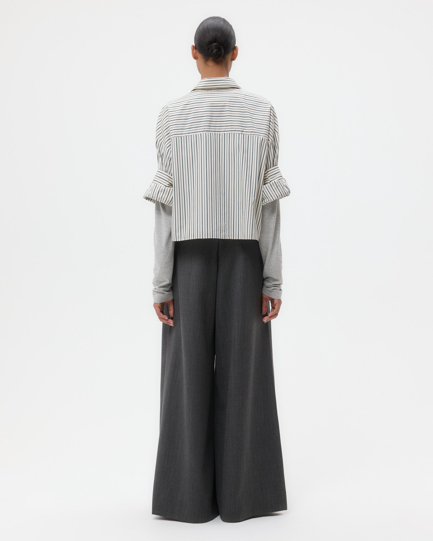 TWP Ivory/cilantro Next Ex Shirt in Dancing Striped Cotton Shirting view 6