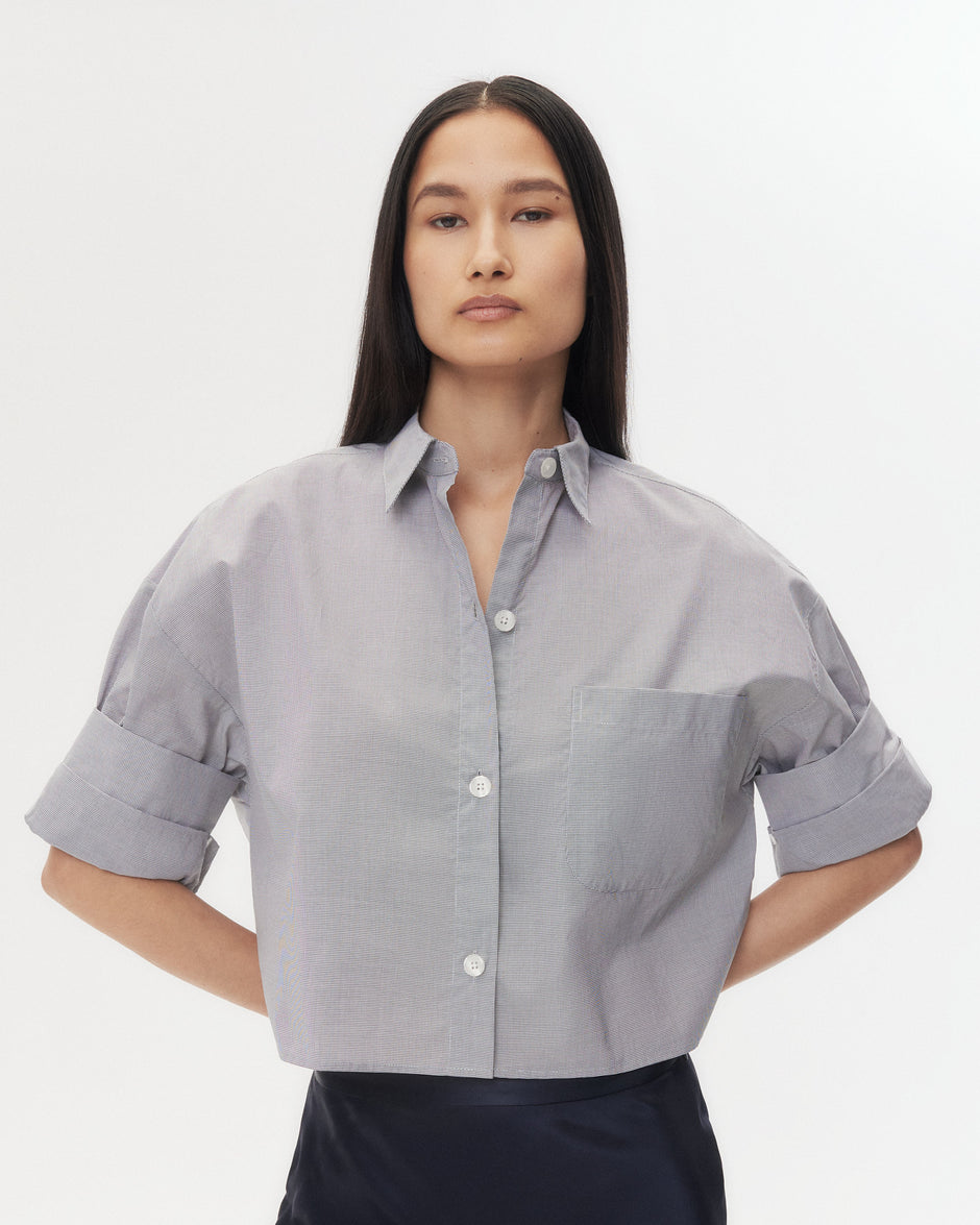 TWP White/black Next Ex Shirt in Micro Windowpane Check Cotton view 1