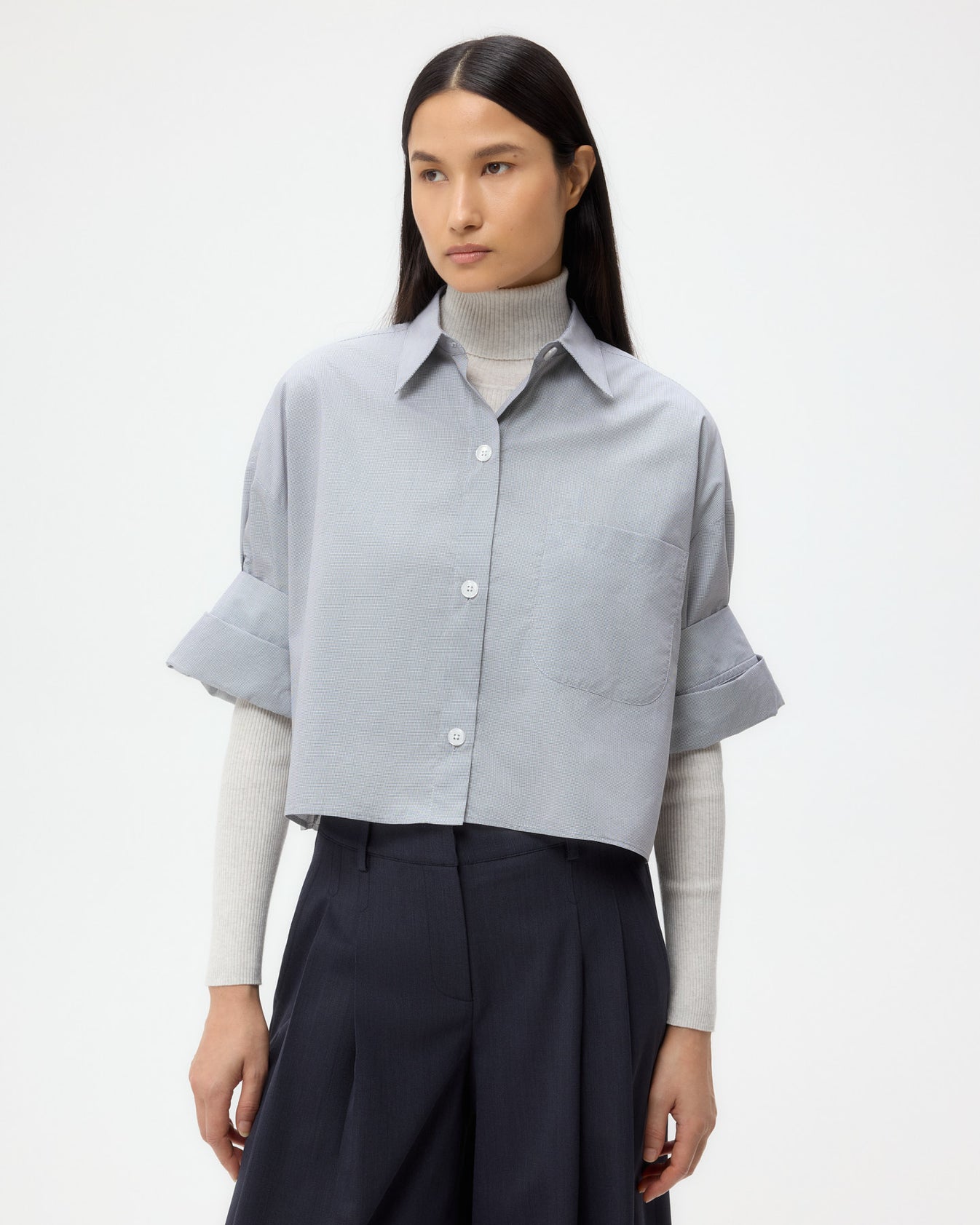 TWP White/black Next Ex Shirt in Micro Windowpane Check Cotton view 1