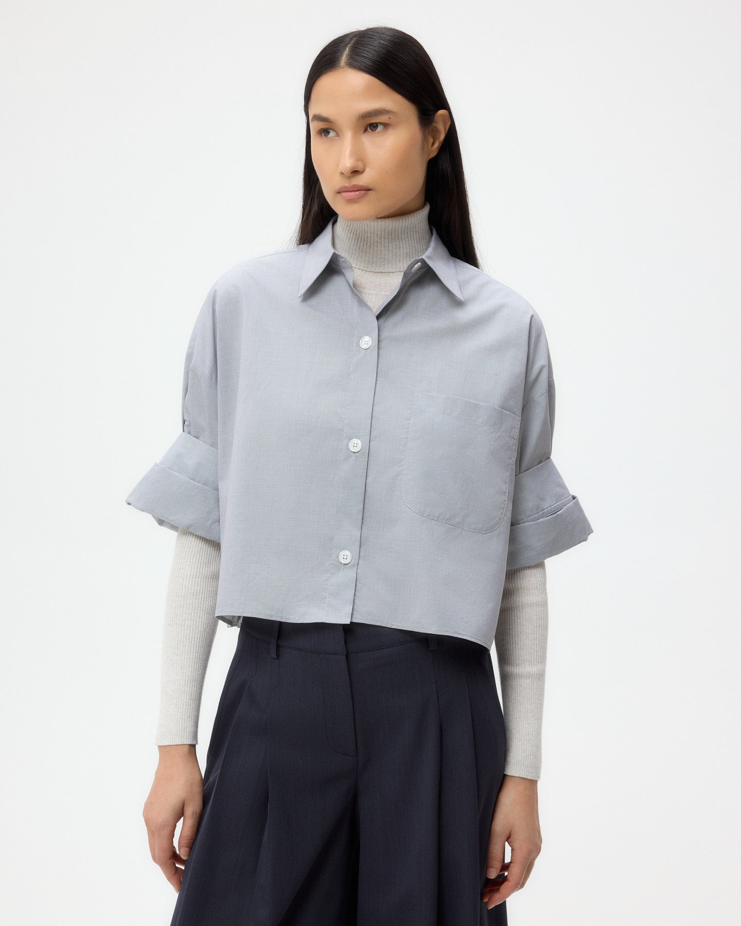 TWP White/black Next Ex Shirt in Micro Windowpane Check Cotton view 1
