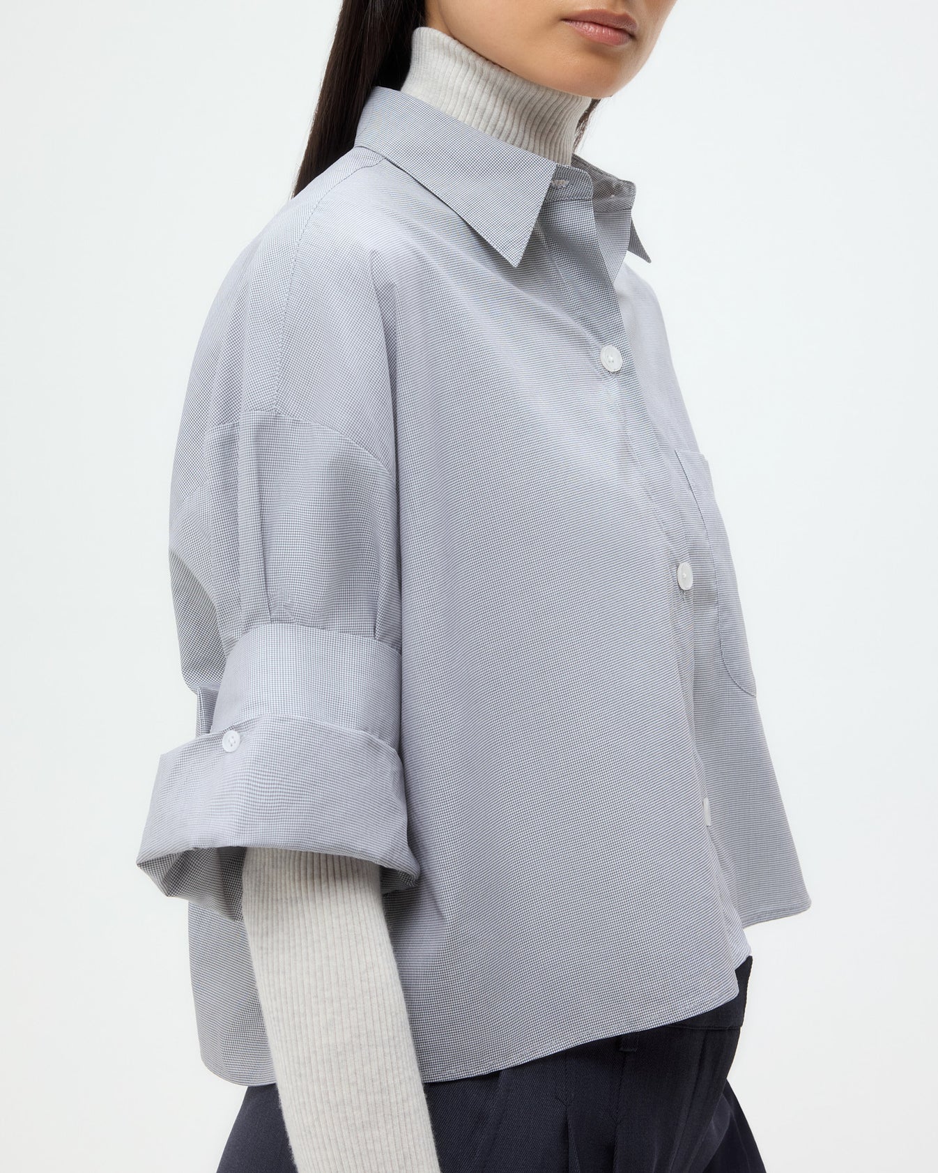 TWP White/black Next Ex Shirt in Micro Windowpane Check Cotton view 2