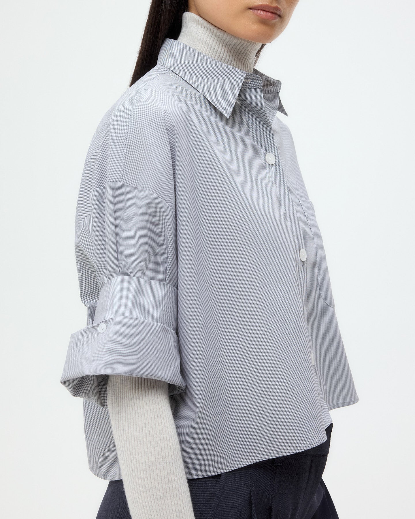 TWP White/black Next Ex Shirt in Micro Windowpane Check Cotton view 2
