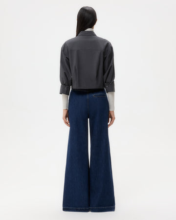 TWP Charcoal Next Chapter Shirt in Micro Herringbone Suiting view 5