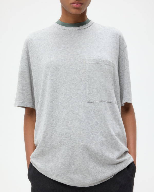 TWP Light heather grey Big Boy Tee in Heathered Modal view 4