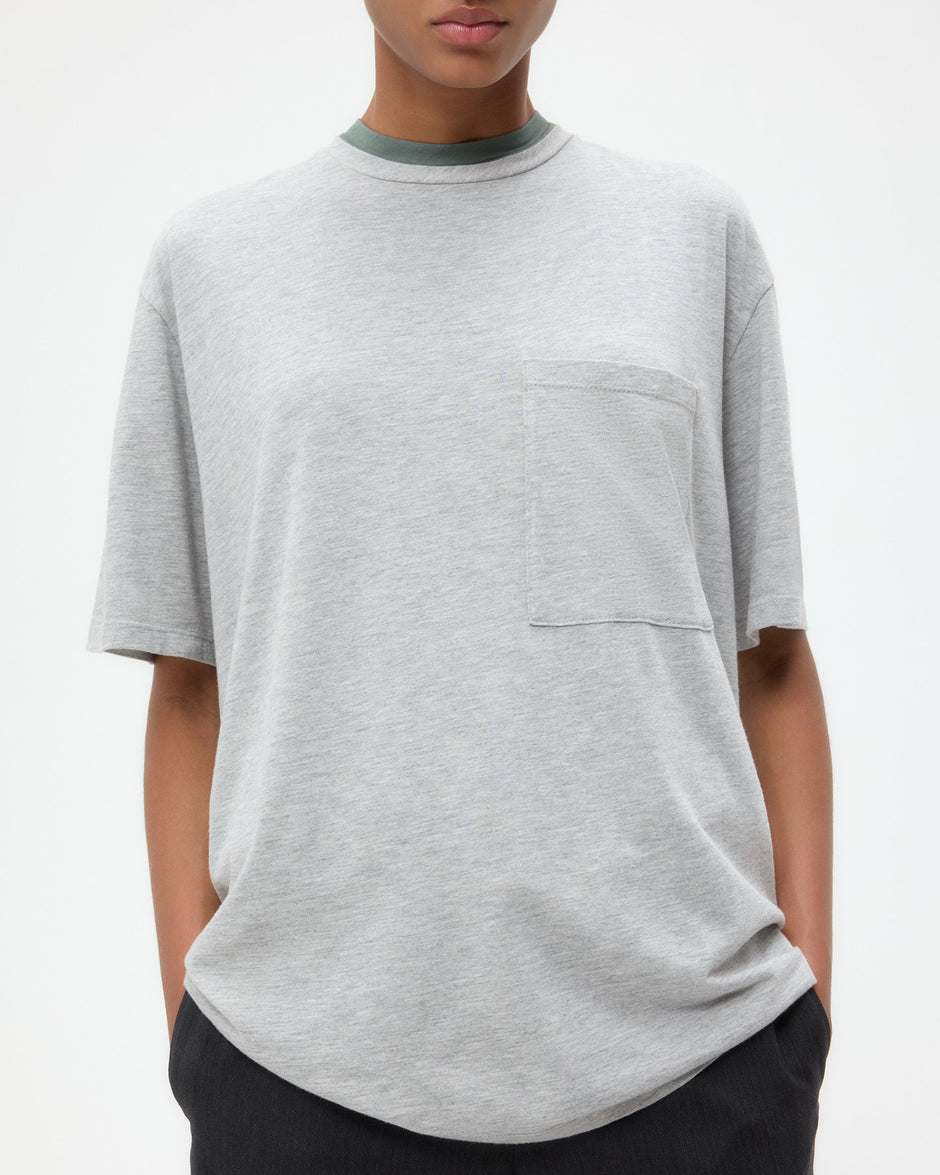 TWP Light heather grey Big Boy Tee in Heathered Modal view 4