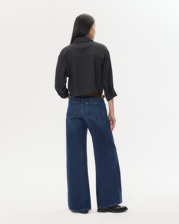 TWP Charcoal Next Chapter Shirt in Micro Herringbone Suiting view 6