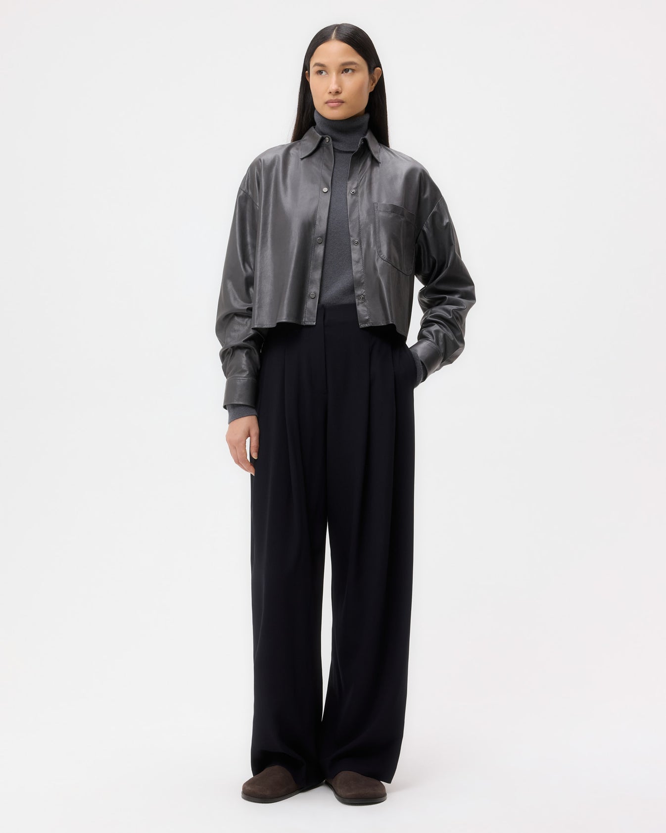 TWP Urban chic Little Big Joe Shirt in Paper Leather view 3