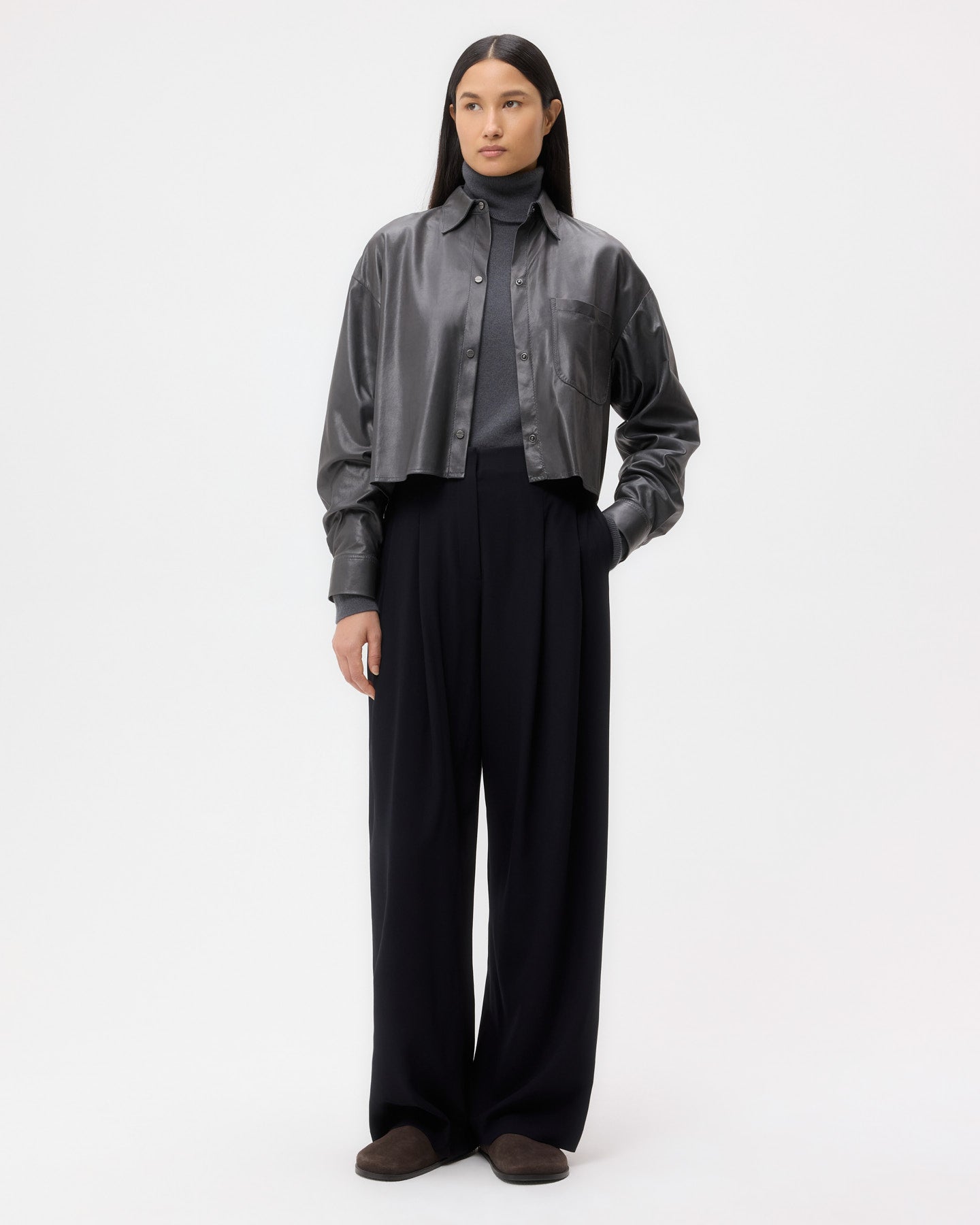 TWP Urban chic Little Big Joe Shirt in Paper Leather view 3