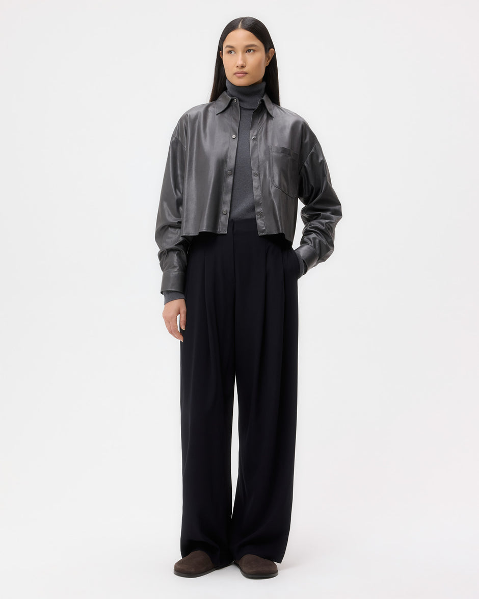 TWP Urban chic Little Big Joe Shirt in Paper Leather view 3