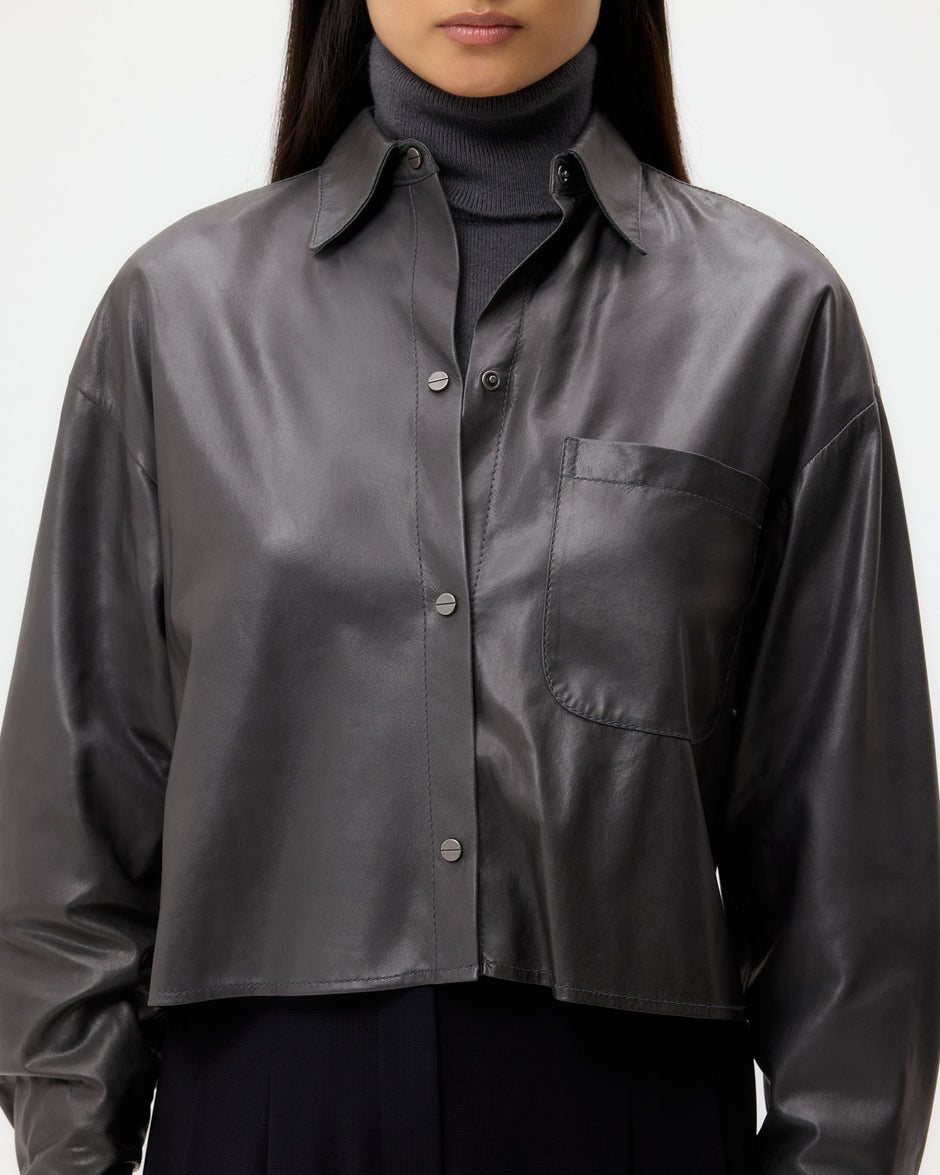 TWP Urban chic Little Big Joe Shirt in Paper Leather view 2