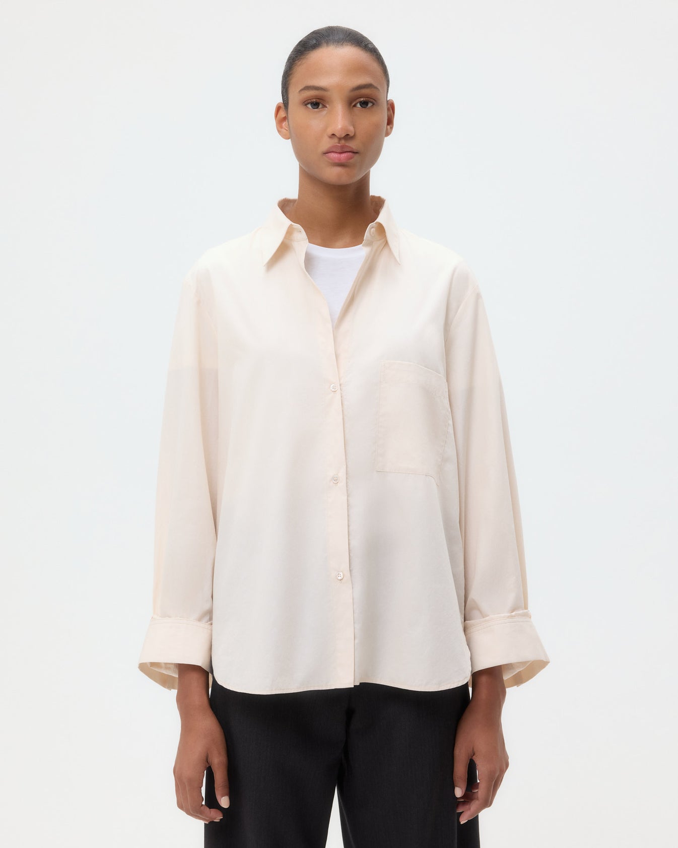 TWP Pink tint Next Morning Shirt in Superfine Cotton Shirting view 3