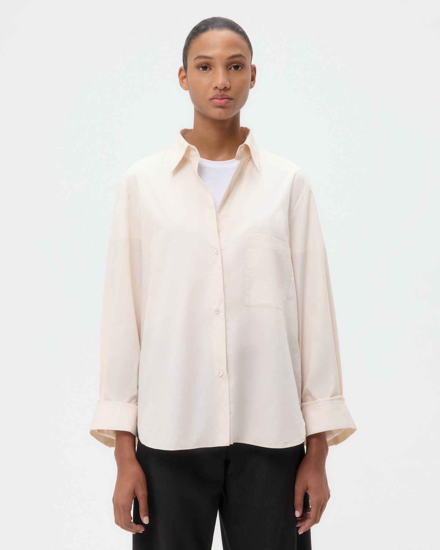 TWP Pink tint Next Morning Shirt in Superfine Cotton Shirting view 3