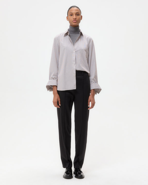 TWP White/chocolate Next Morning Shirt in Superfine Mini Stripe view 6
