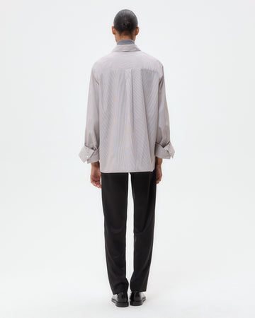 TWP White/chocolate Next Morning Shirt in Superfine Mini Stripe view 5