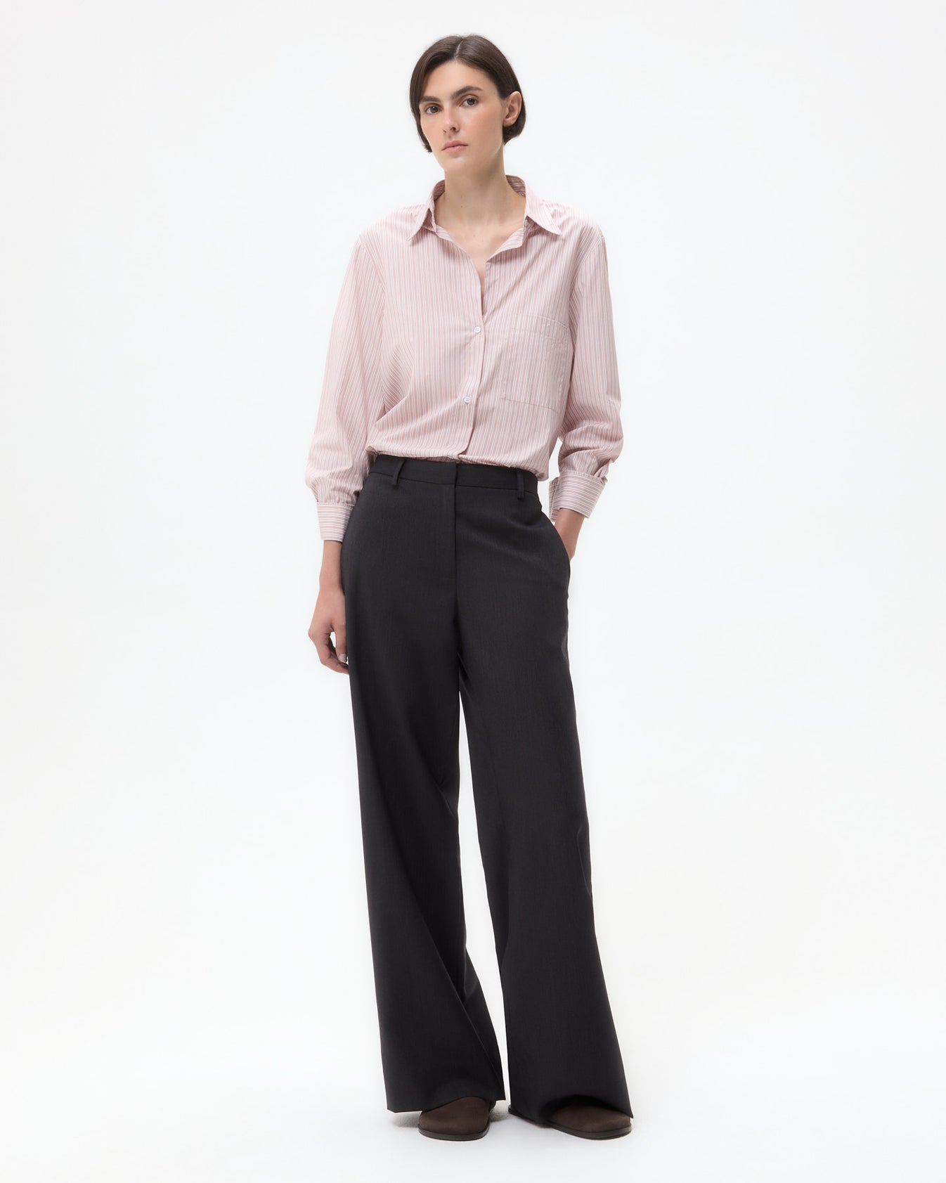 TWP Spanish villa/white Next Morning Shirt in Classic Barre Stripe Cotton view 3