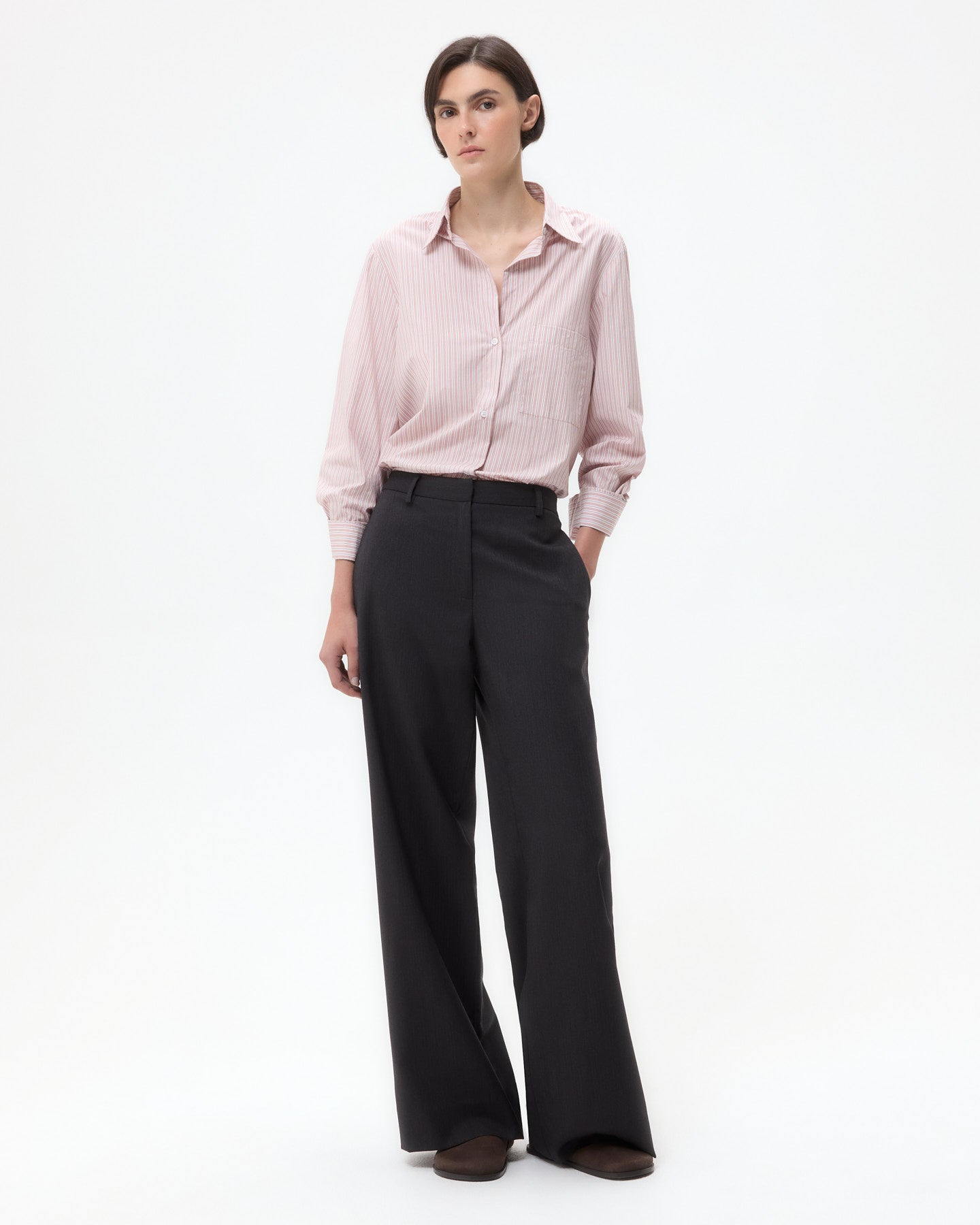 TWP Spanish villa/white Next Morning Shirt in Classic Barre Stripe Cotton view 3