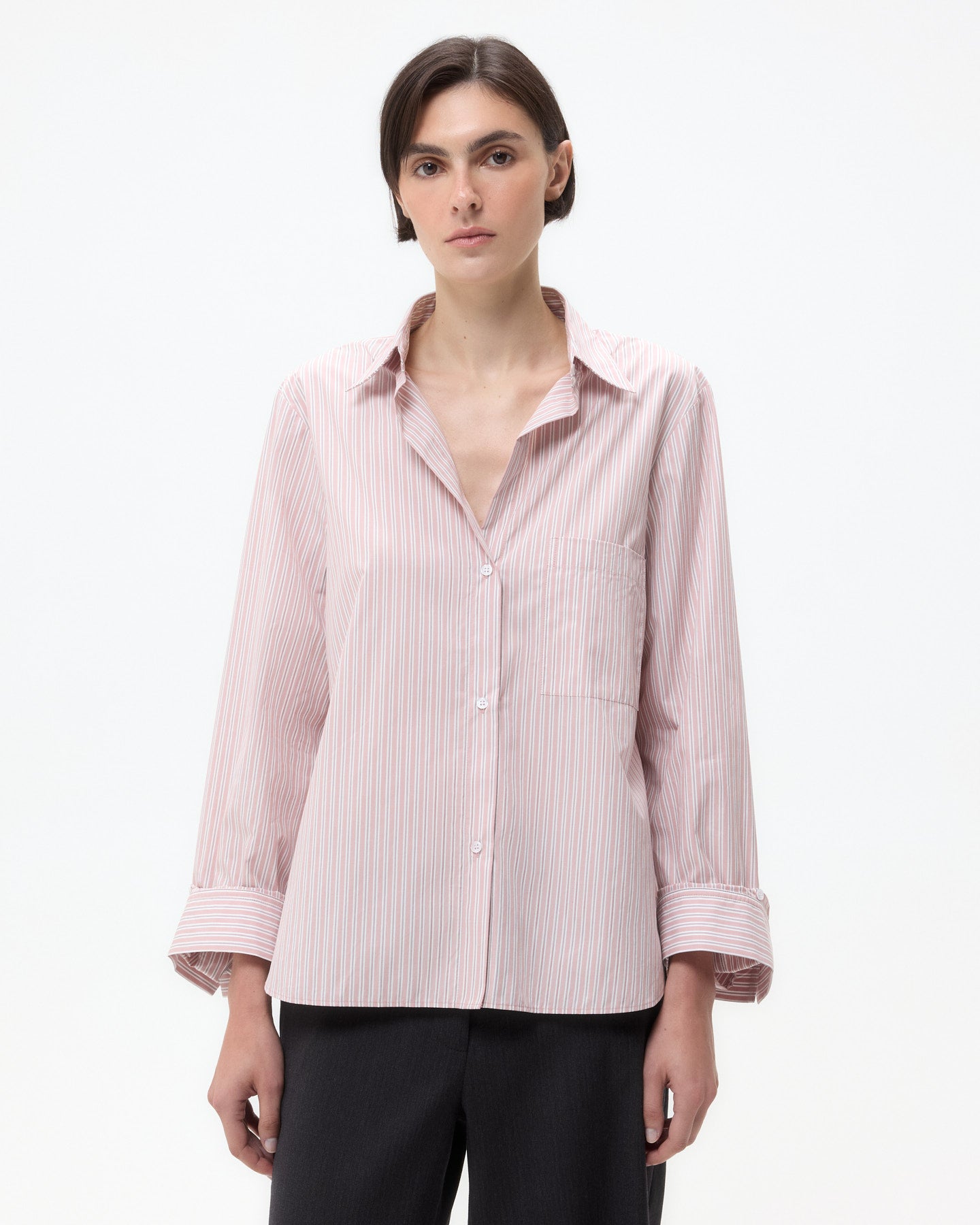 TWP Spanish villa/white Next Morning Shirt in Classic Barre Stripe Cotton view 2
