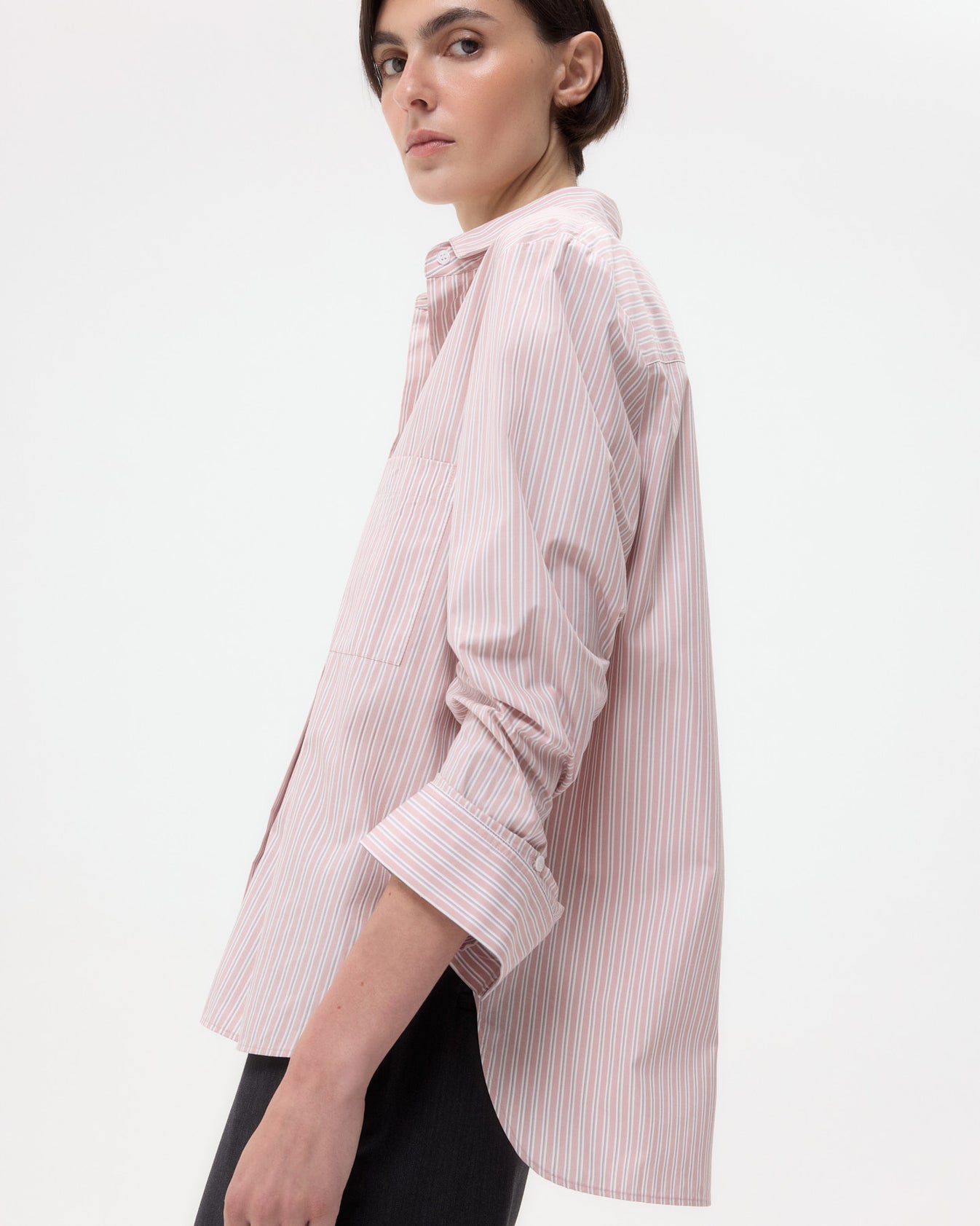 TWP Spanish villa/white Next Morning Shirt in Classic Barre Stripe Cotton view 1