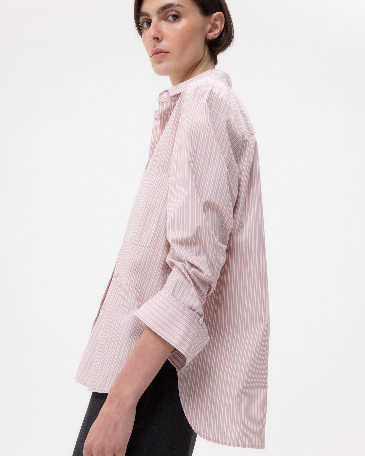 TWP Spanish villa/white Next Morning Shirt in Classic Barre Stripe Cotton view 1