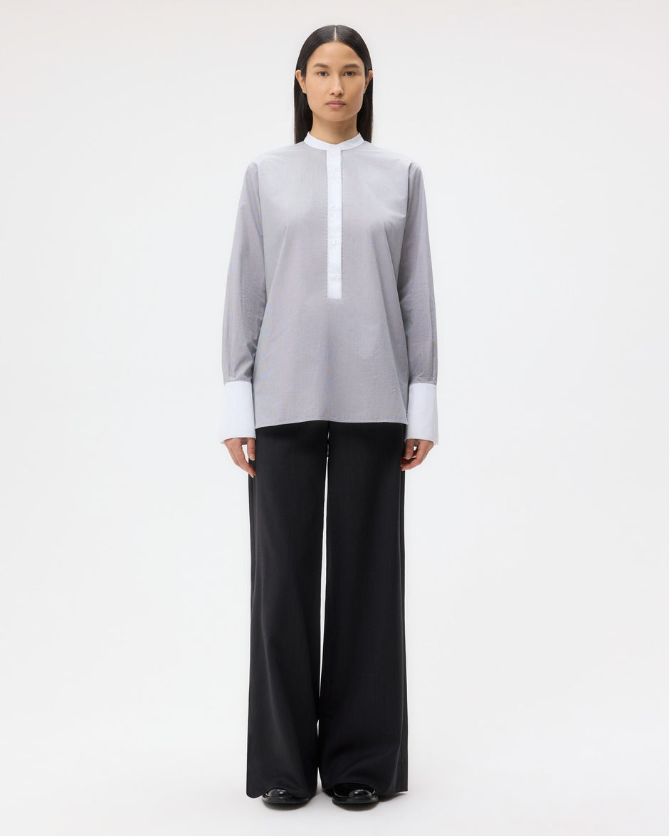 TWP White/black Simple Man Shirt in Micro Windowpane Check Cotton view 6