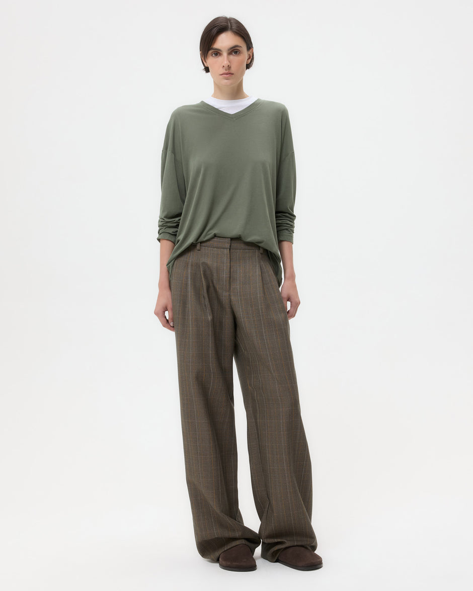 TWP Beetle LS High V Shirt in Supima Cotton view 3
