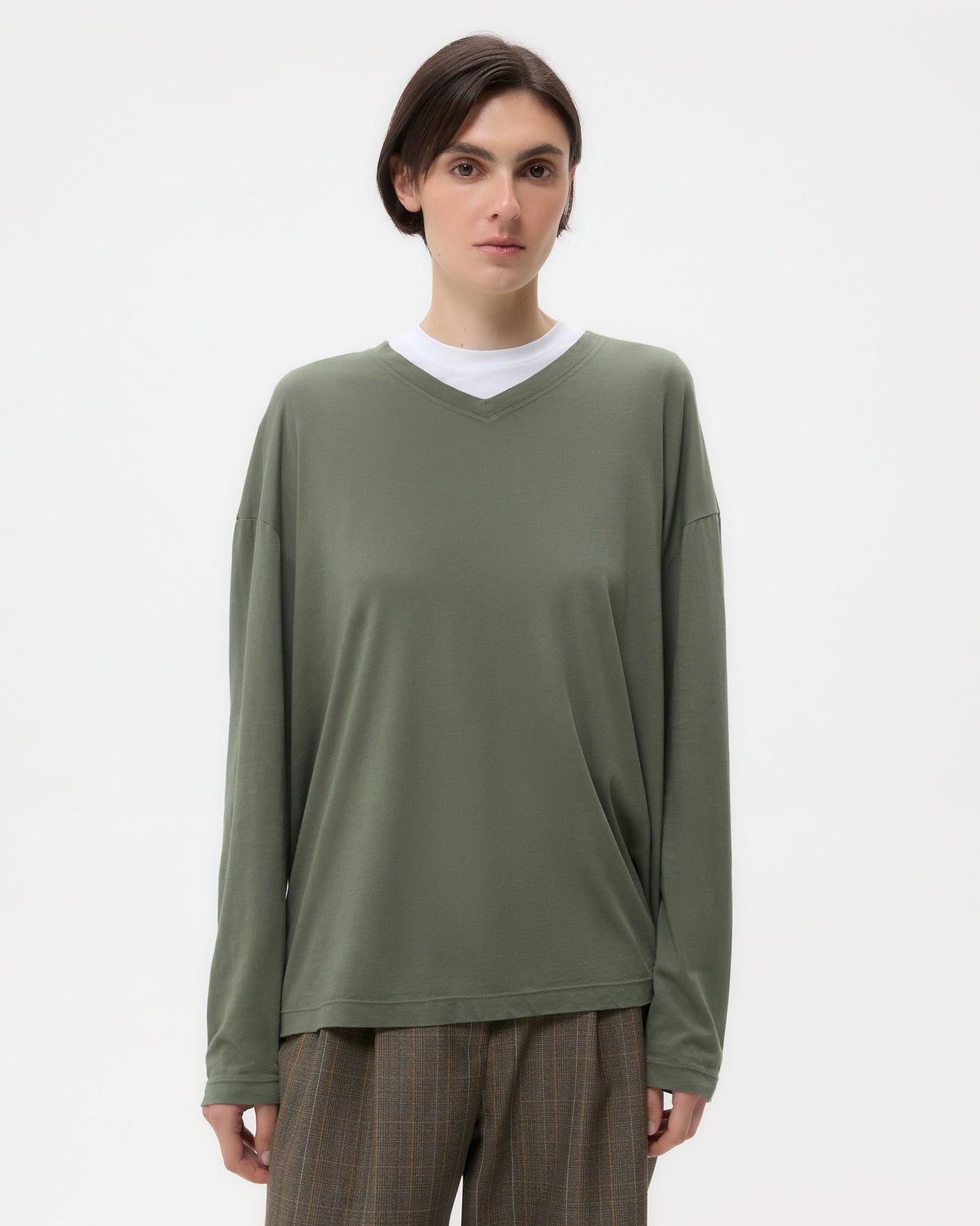 TWP Beetle LS High V Shirt in Supima Cotton view 2