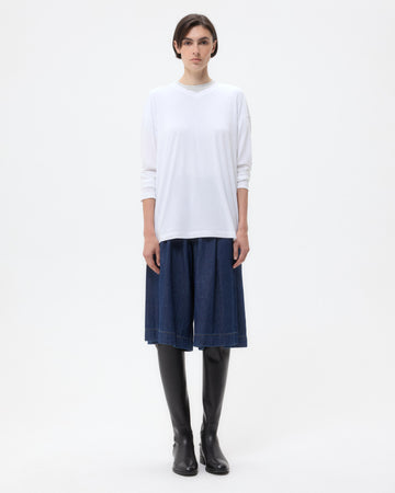 TWP White LS High V Shirt in Supima Cotton view 4