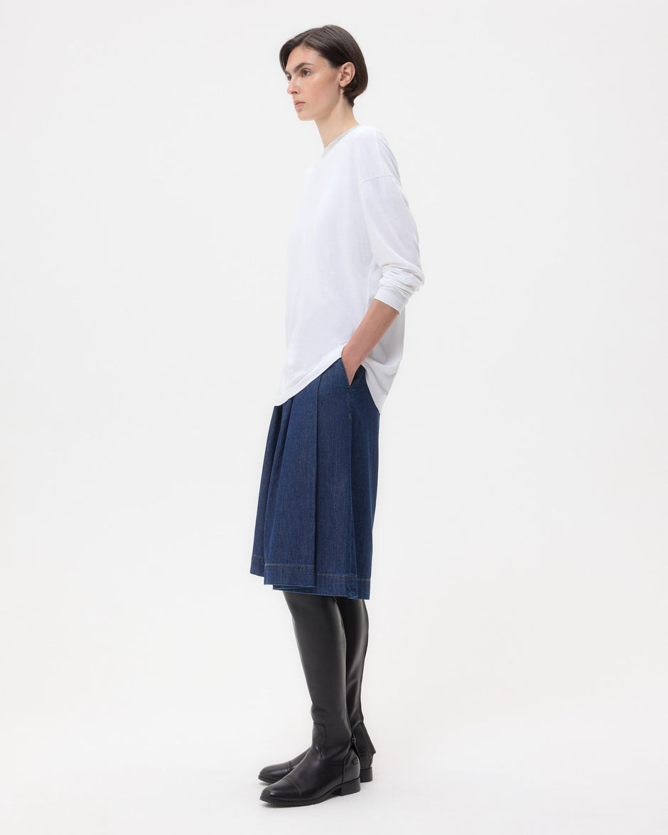 TWP White LS High V Shirt in Supima Cotton view 5
