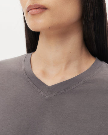 TWP Charcoal Ls High V Shirt in Jersey view 2