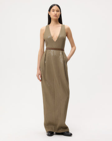 TWP Olive Used to Love Me A Lot Dress in Chiffon Encased Paillettes view 1
