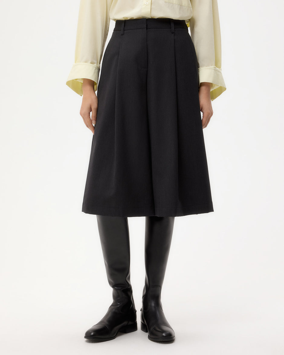 TWP Charcoal Steffens Short in Micro Herringbone Suiting view 1