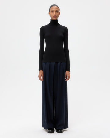 TWP Black Knit Turtleneck in Merino Wool view 6