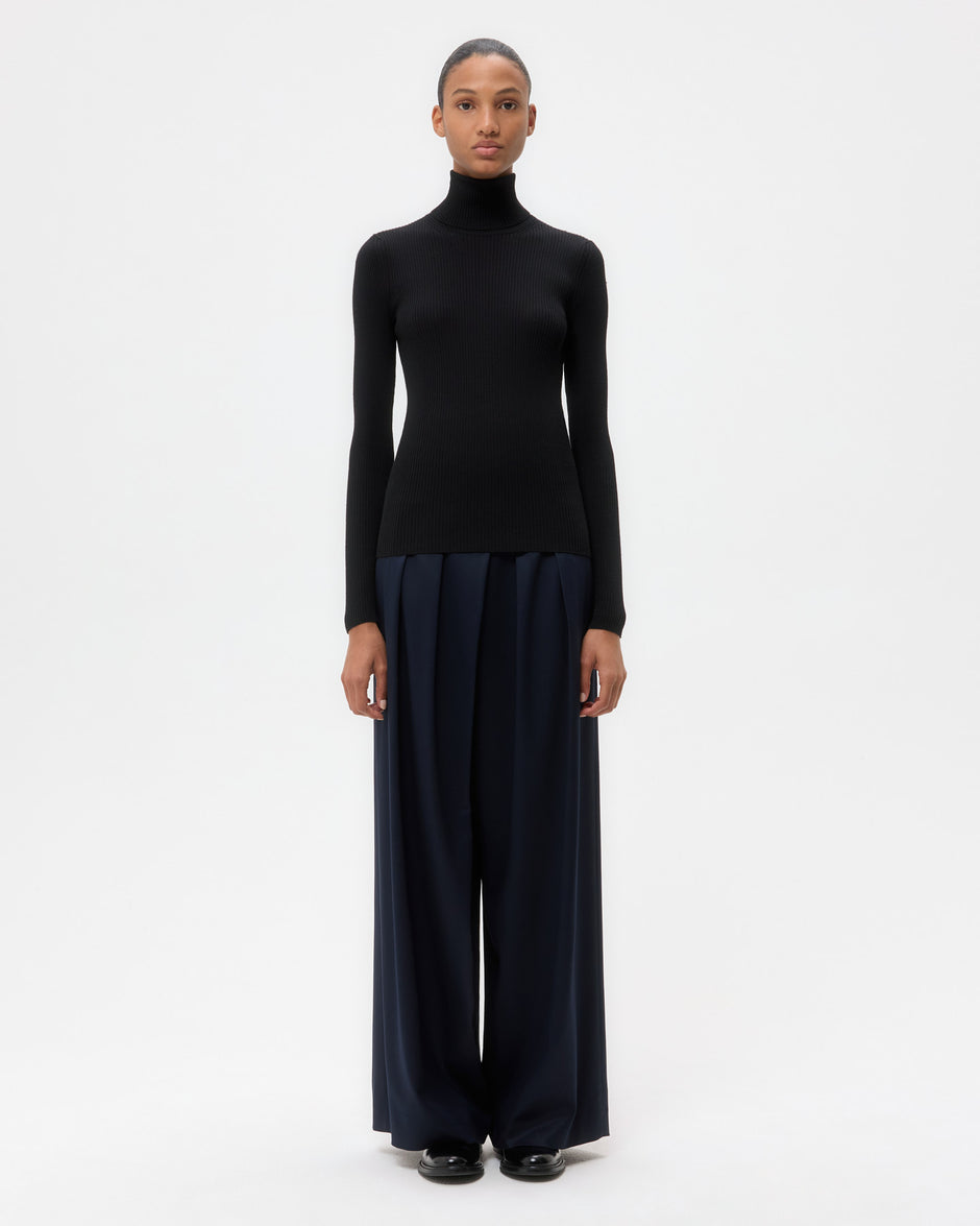 TWP Black Knit Turtleneck in Merino Wool view 6