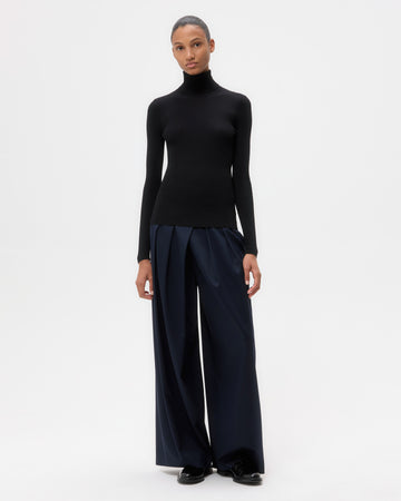 TWP Black Knit Turtleneck in Merino Wool view 3