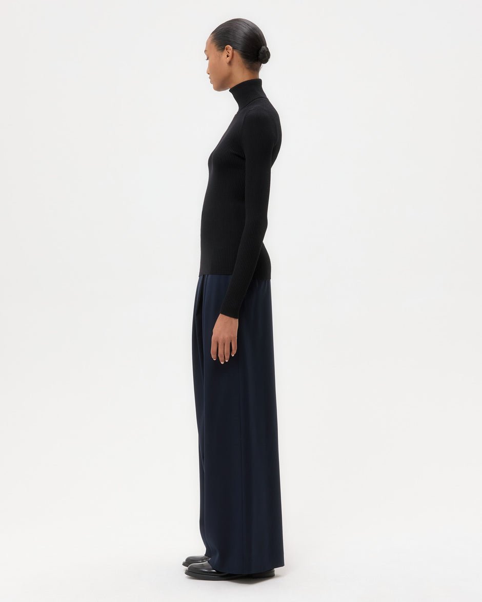 TWP Black Knit Turtleneck in Merino Wool view 4