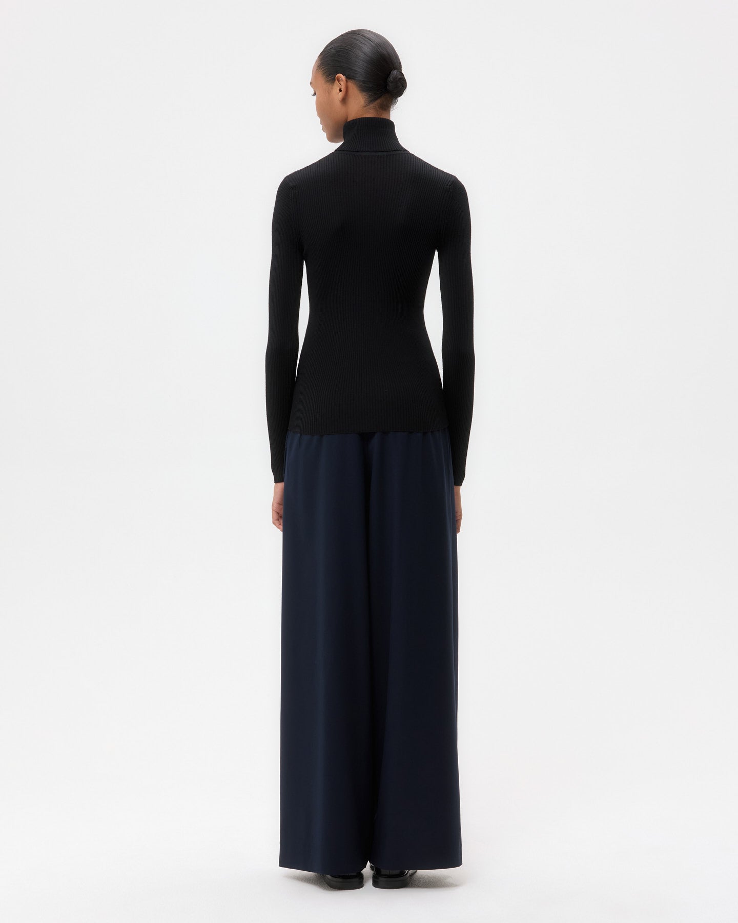 TWP Black Knit Turtleneck in Merino Wool view 5