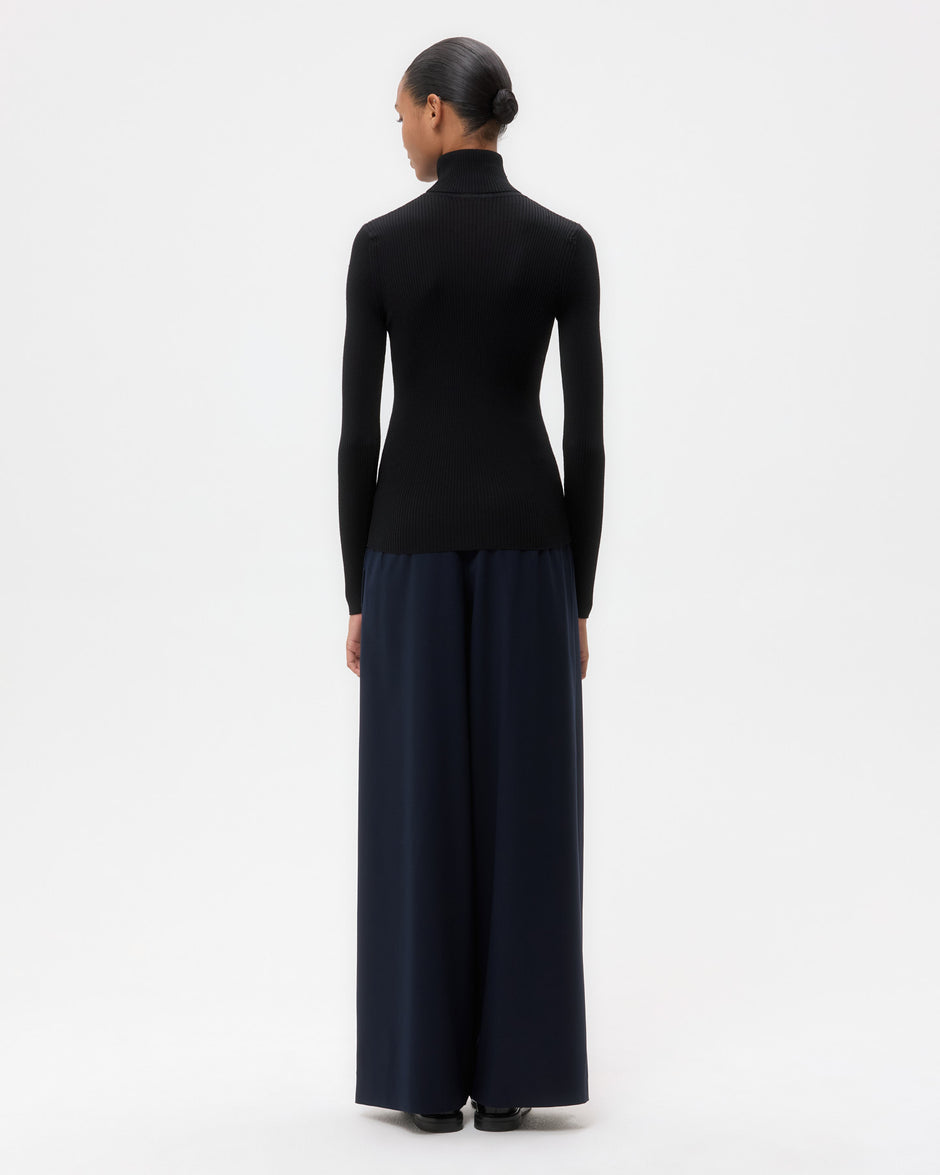 TWP Black Knit Turtleneck in Merino Wool view 5