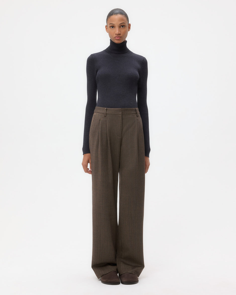 TWP Dark charcoal Knit Turtleneck in Merino Wool view 1