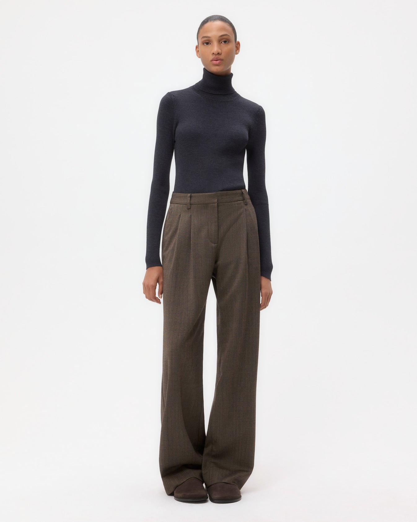 TWP Dark charcoal Knit Turtleneck in Merino Wool view 3