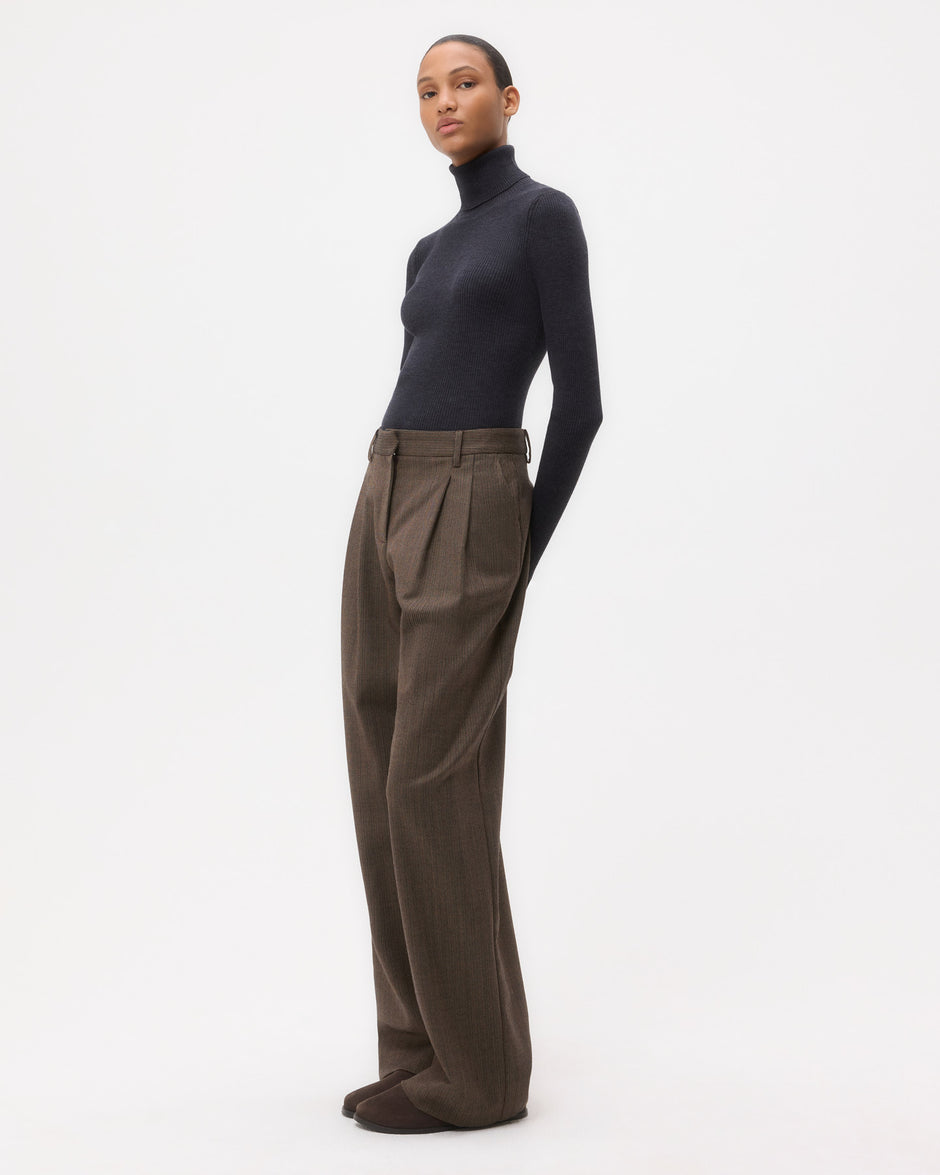TWP Dark charcoal Knit Turtleneck in Merino Wool view 3