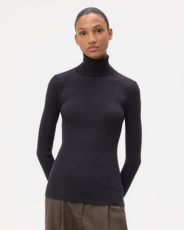 TWP Dark charcoal Knit Turtleneck in Merino Wool view 4