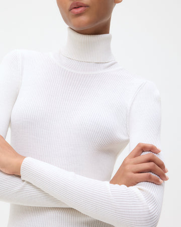 TWP Ivory Knit Turtleneck in Merino Wool view 5