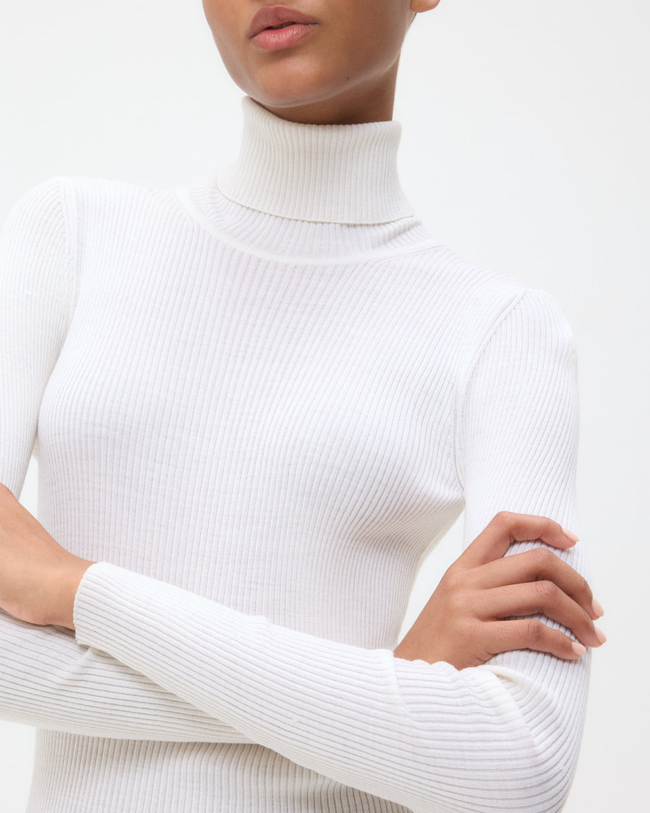 TWP Ivory Knit Turtleneck in Merino Wool view 5