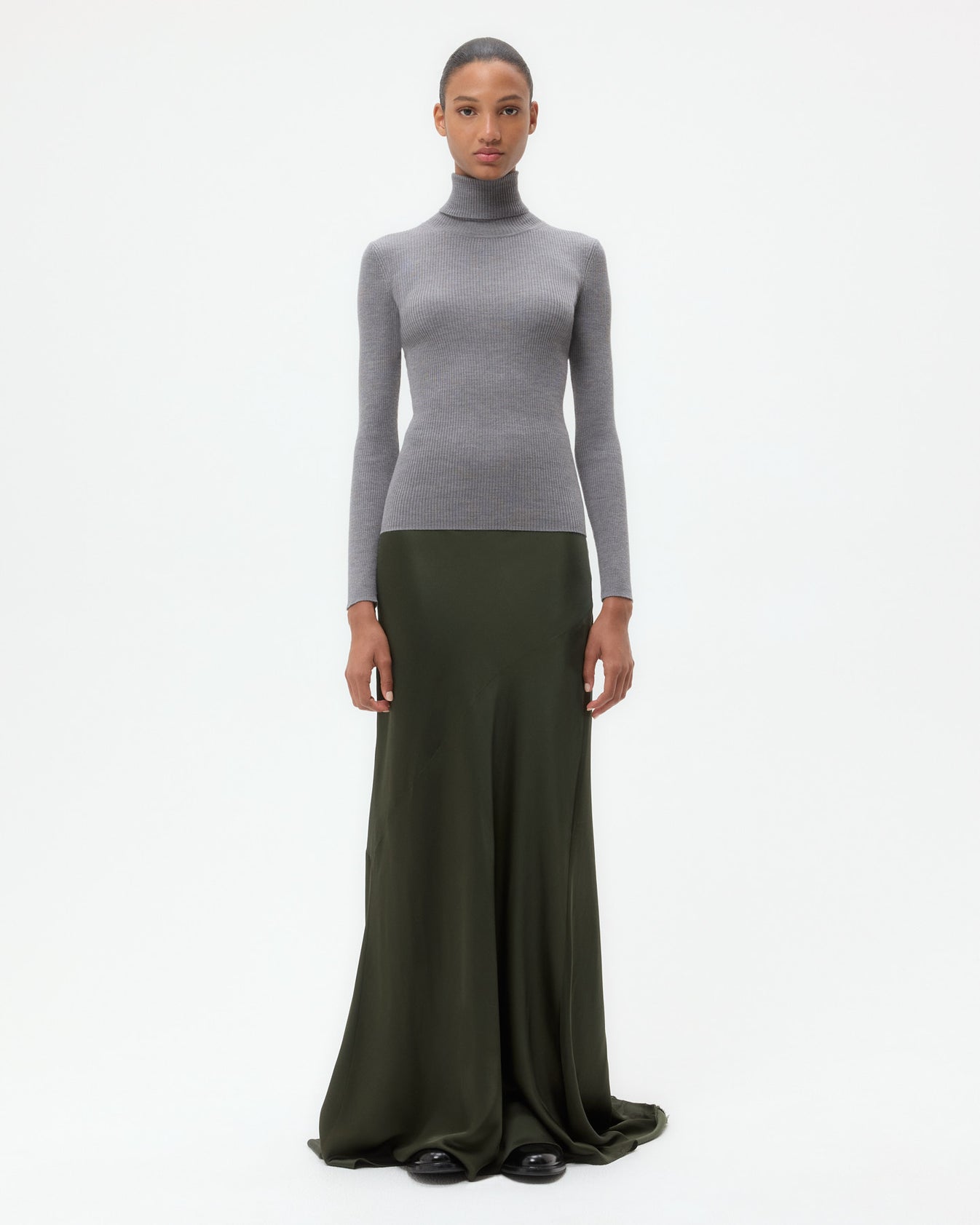 TWP Medium heather grey Knit Turtleneck in Merino Wool view 6