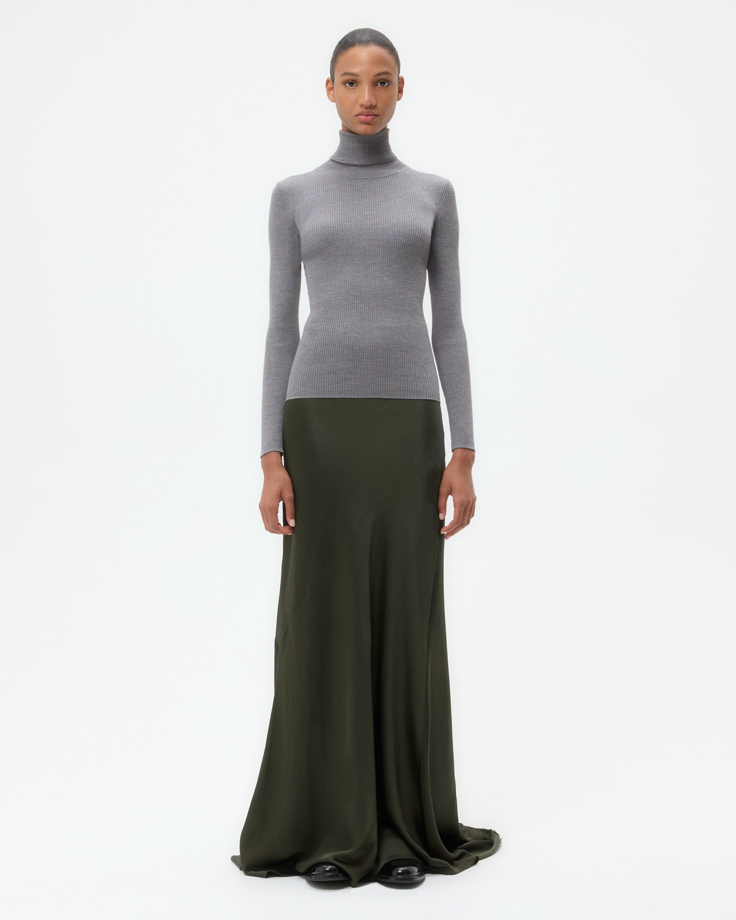 TWP Medium heather grey Knit Turtleneck in Merino Wool view 6