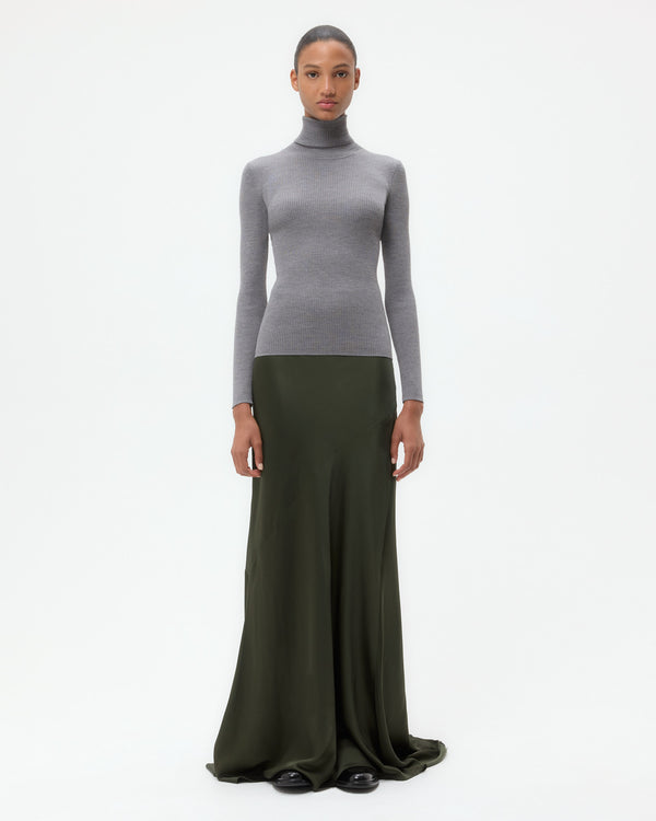 TWP Medium heather grey Knit Turtleneck in Merino Wool view 6