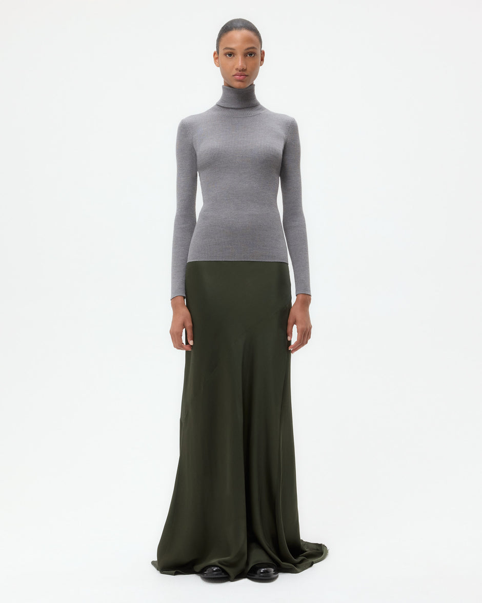 TWP Medium heather grey Knit Turtleneck in Merino Wool view 6