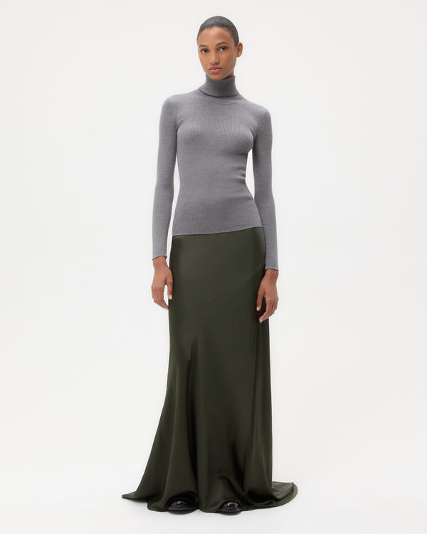 TWP Medium heather grey Knit Turtleneck in Merino Wool view 3